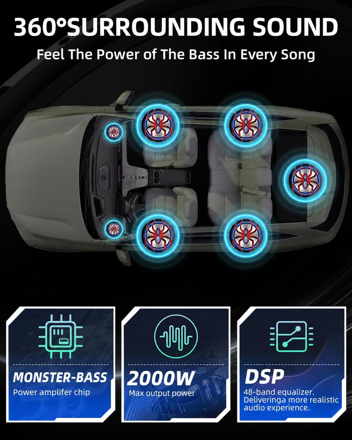 2000W 10 Inch Underseat Car Subwoofer and Amp Package Y581