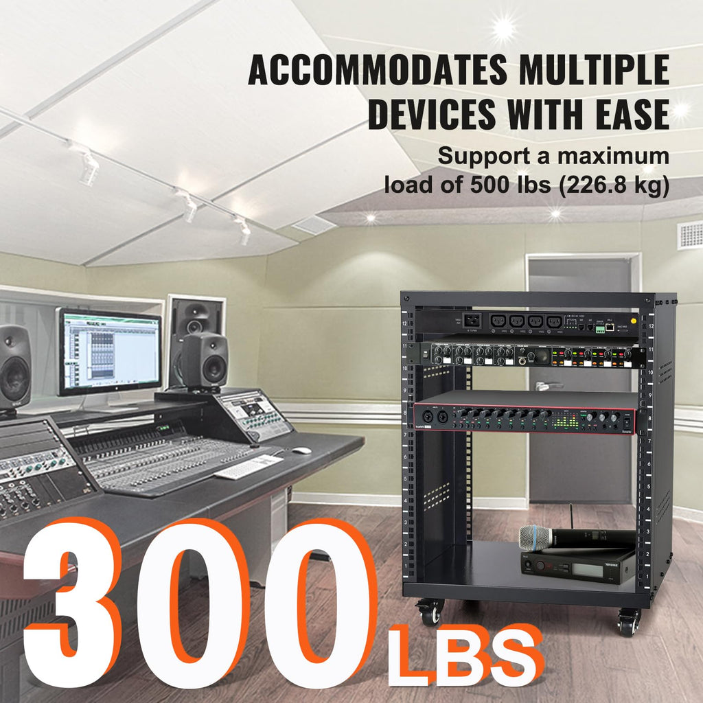 12U AV Rack Stand with Caster Wheels F940112
