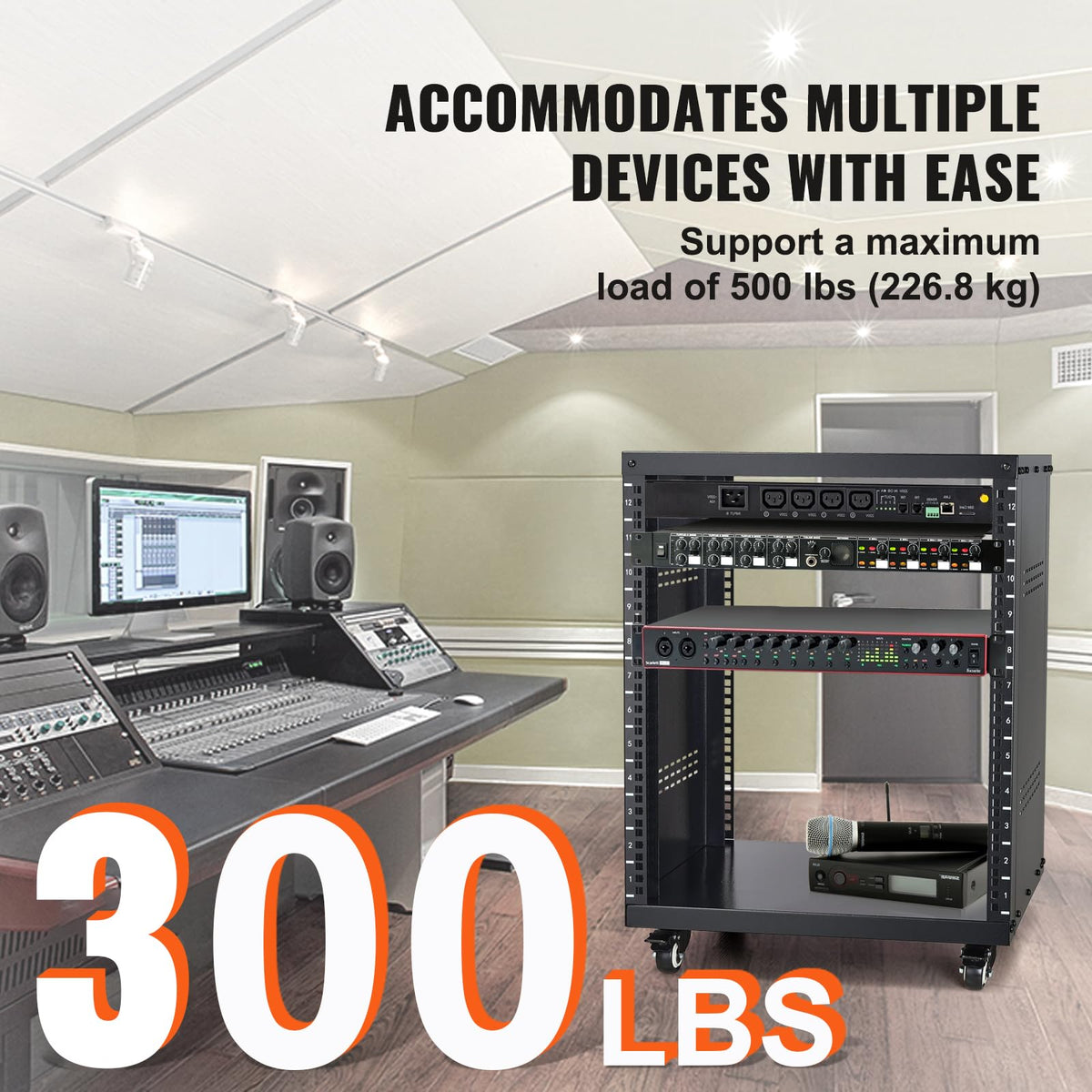12U AV Rack Stand with Caster Wheels F940112