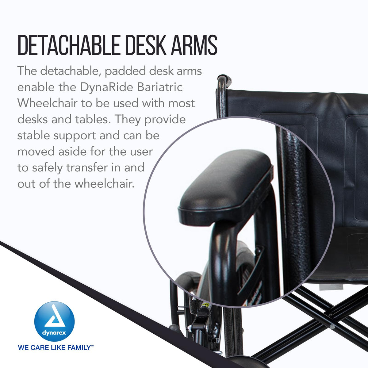 Heavy Duty Wheelchair with Detachable Desk Arms J941