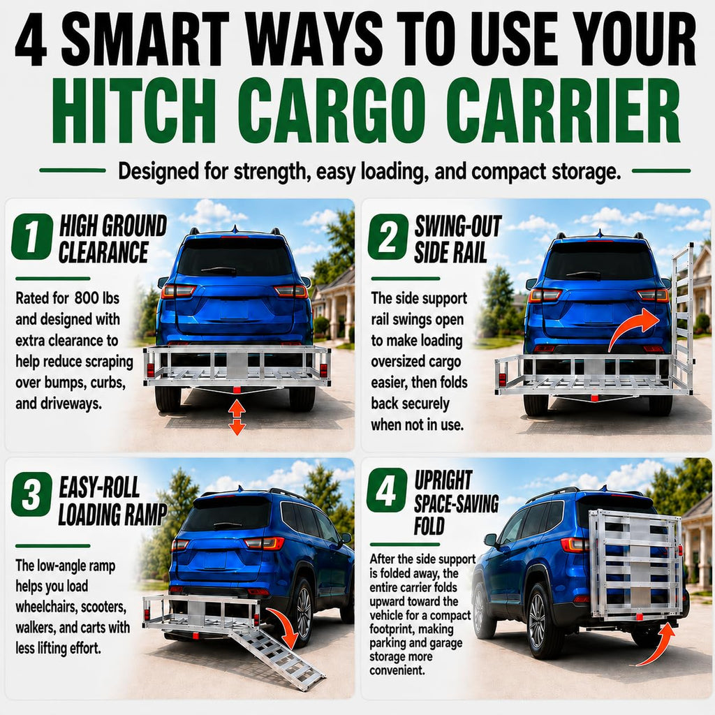 Aluminum Hitch Cargo Carrier with Ramp S8888