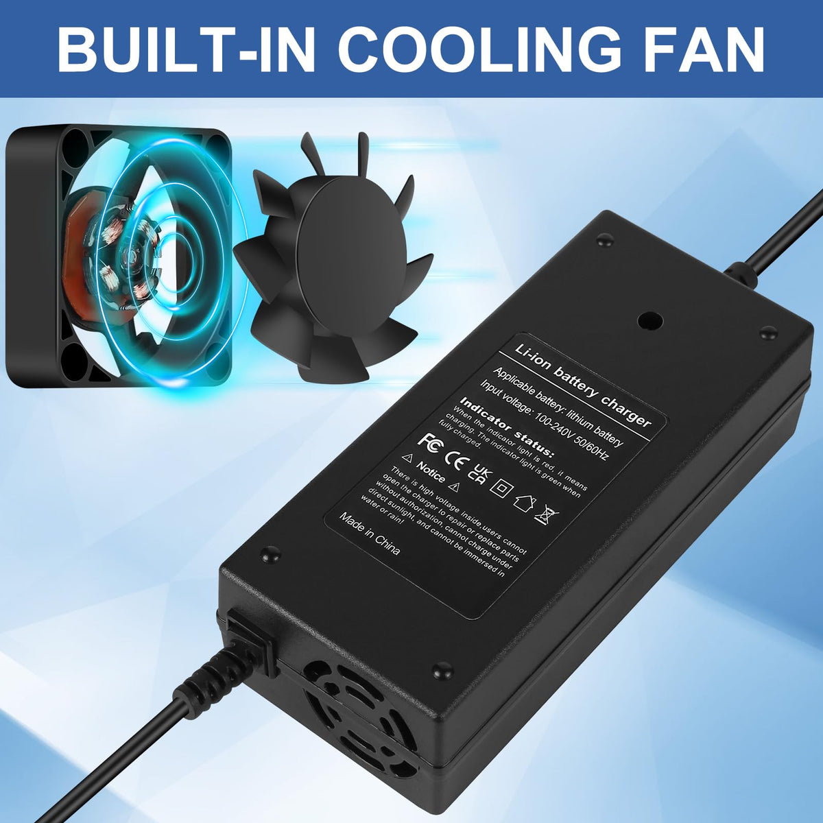 54.6V 2A 3 Prong Scooter Charger for 48V Lithium Battery V267221