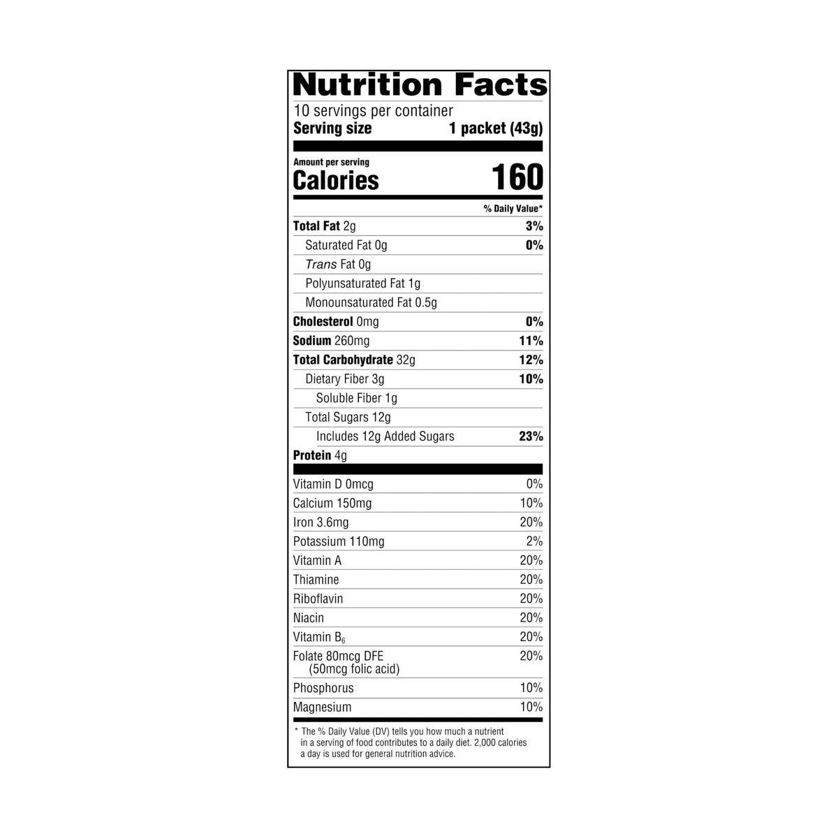 Maple & Brown Sugar Instant Oatmeal, 15.1 Oz, 10 Ct R698949