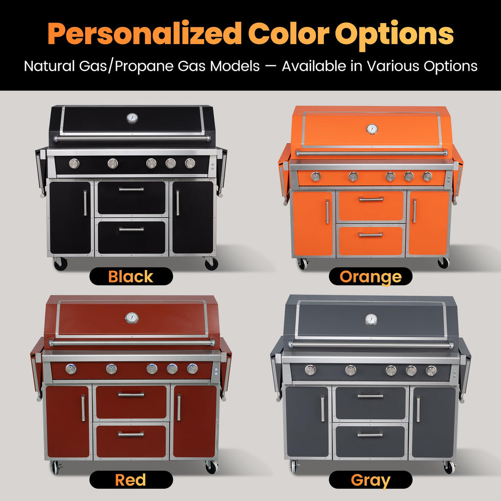 49" Propane Gas Grill, 304 Stainless Steel, 99K BTU, 828 Sq.In G897035