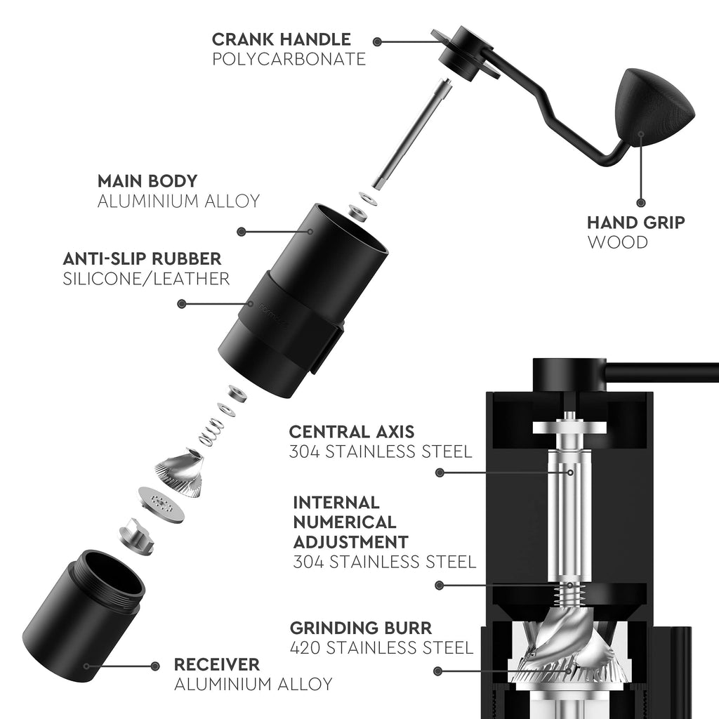Manual Coffee Grinder with Stainless Steel Conical Burr B65593