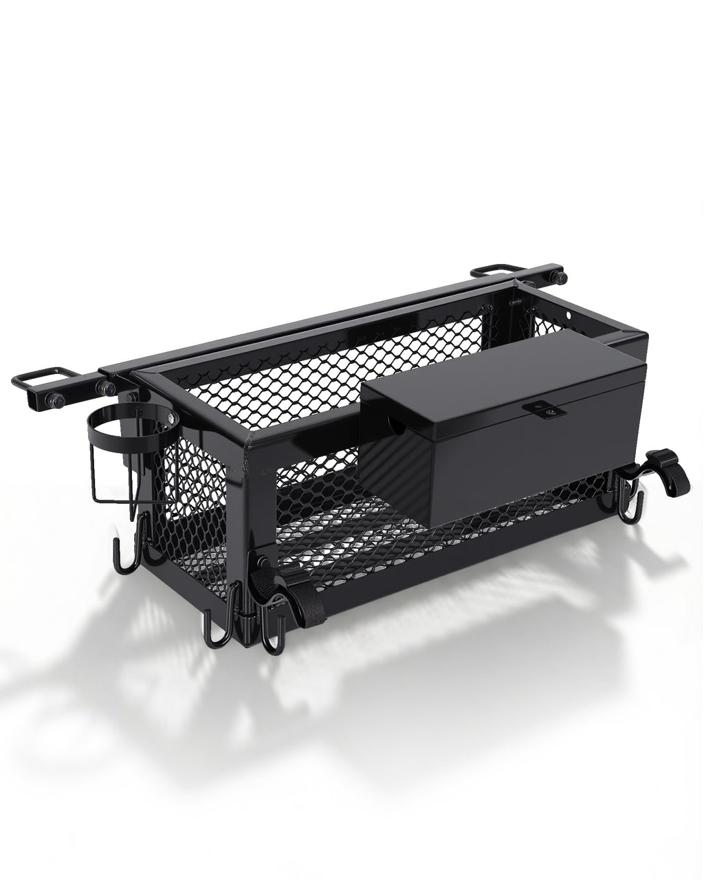 Heavy Duty Steel Tractor Tool Box Basket 24x10x10in Powder Coated Black V7177