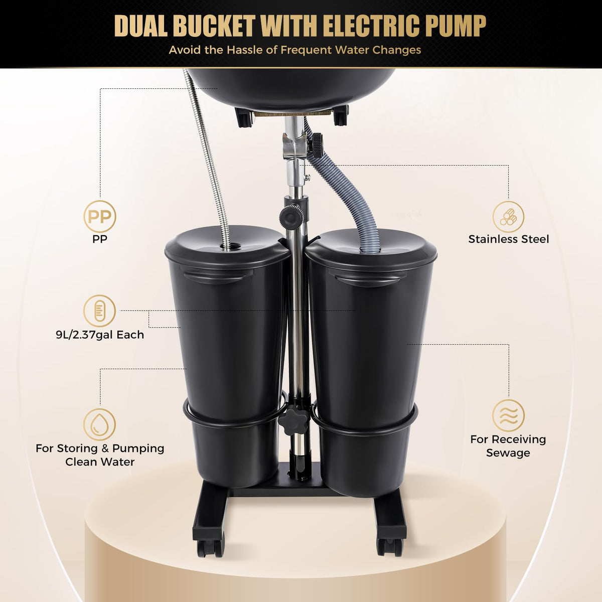 Portable Plastic Shampoo Unit with Electric Pump D764