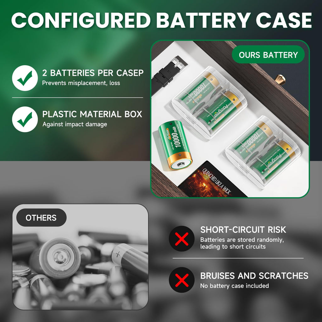 10000mAh Rechargeable D Batteries 6 Counts and Universal Battery Charger Y425369