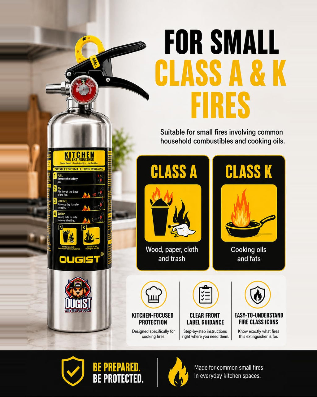 Class K Fire Extinguisher 34 Fl Oz Wet Chemical G76962