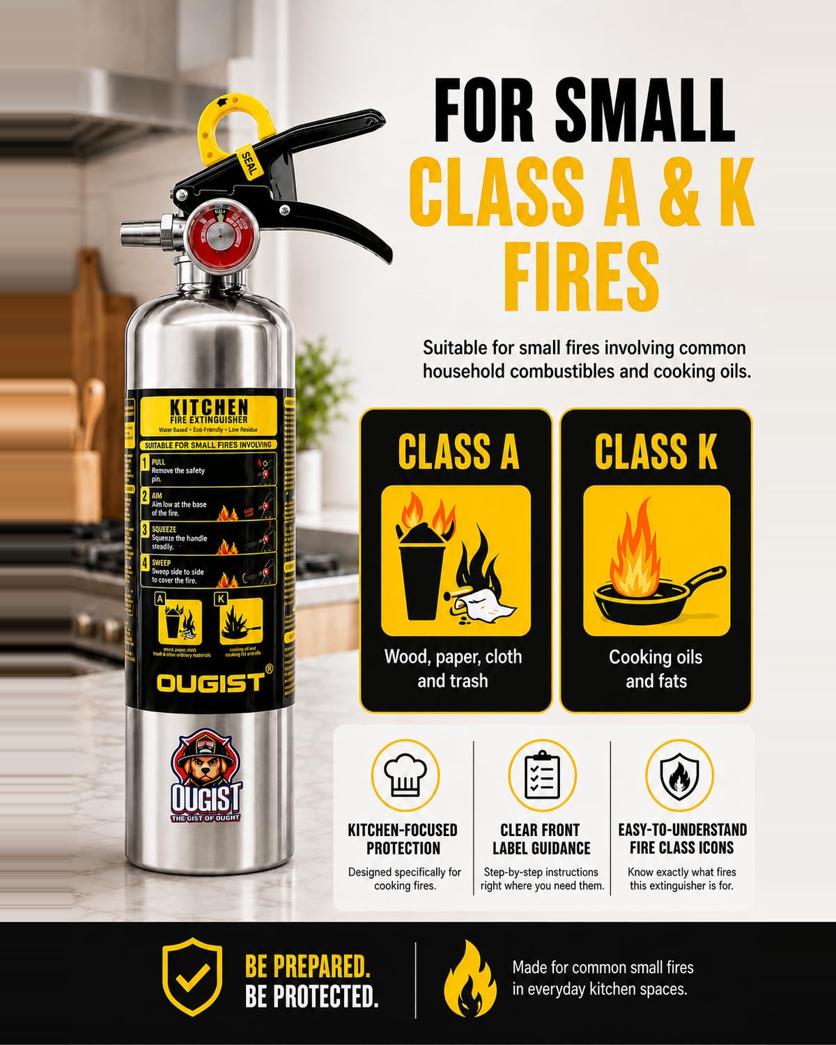 Class K Fire Extinguisher 34 Fl Oz Wet Chemical G76962