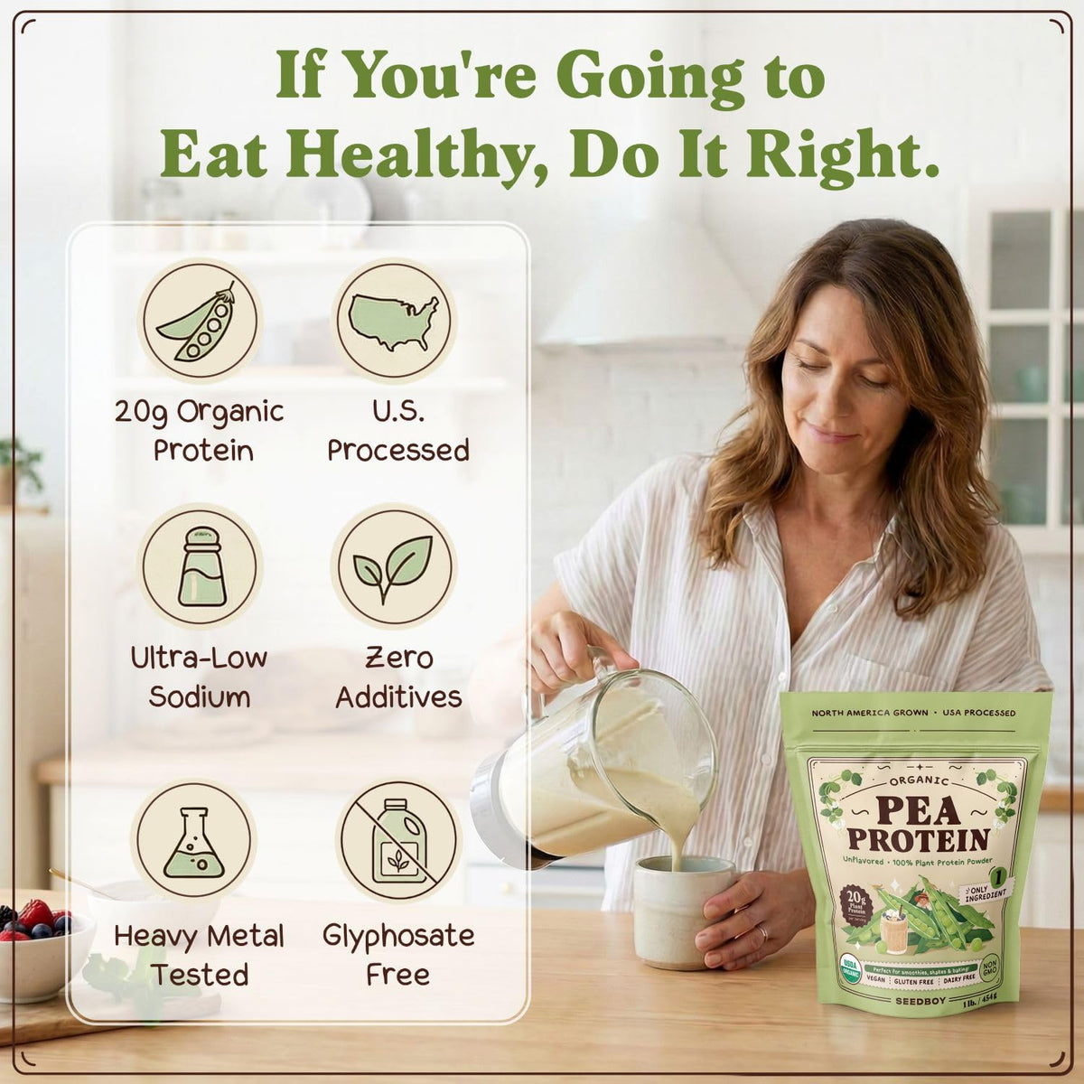 Organic Non-GMO Pea Protein Powder 1 lb Bag W22368