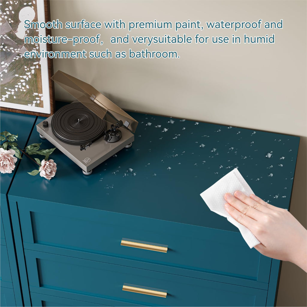 Blue 5 Drawer Metal Dresser M203