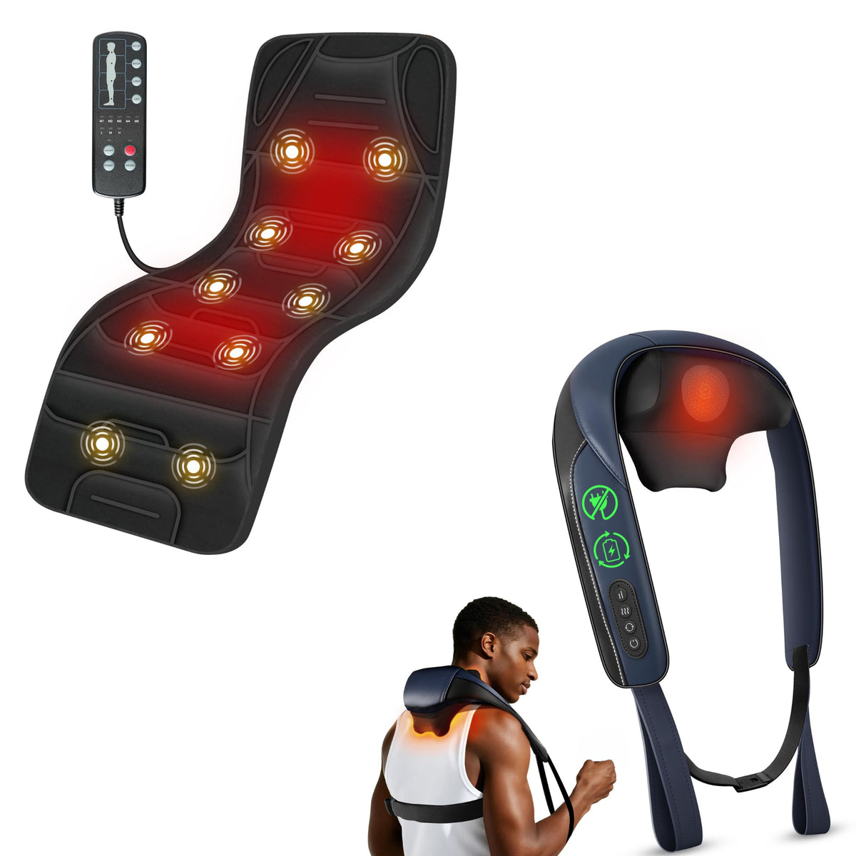 Full Body Massage Mat with Heat & Shiatsu Neck Massager O83793