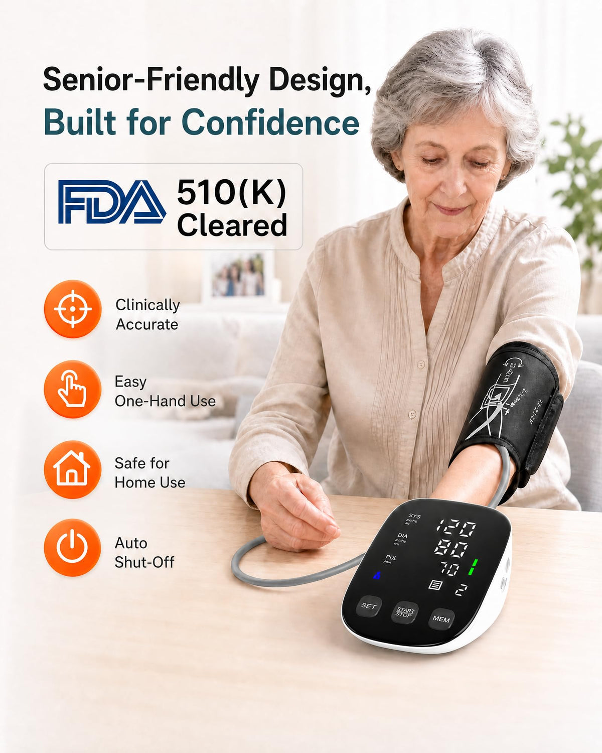 Upper Arm Blood Pressure Monitor with 22-42cm Cuff Q273179