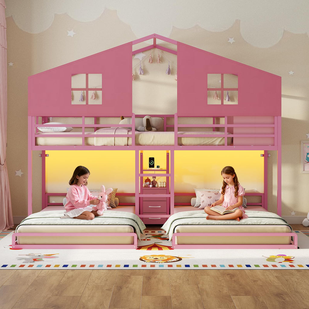 Triple Bunk Bed Twin Over Twin with Storage D274467