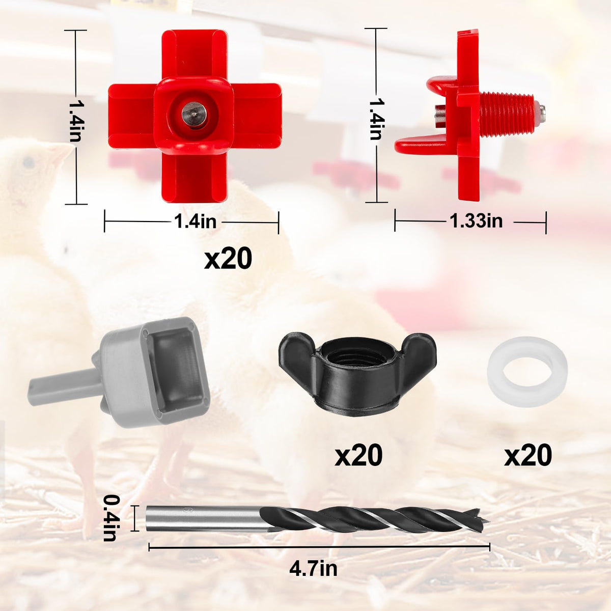 20 Pack Chicken Waterer Nipples with Drill Bits B581108