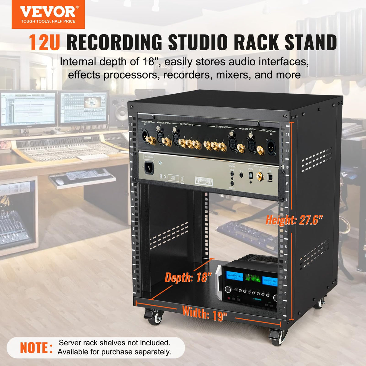 12U AV Rack Stand with Caster Wheels F940112