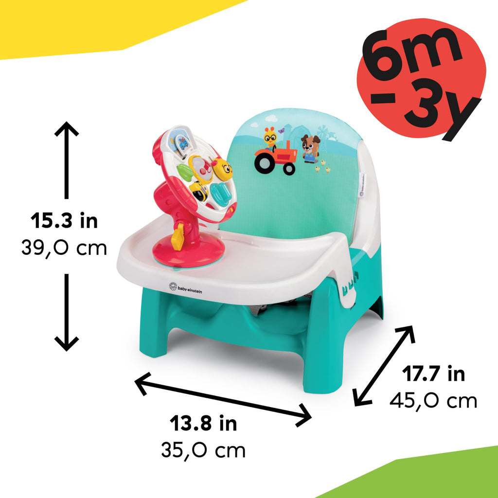 2 in 1 Compact Booster Feeding Seat with Musical Steering Wheel Toy O694571