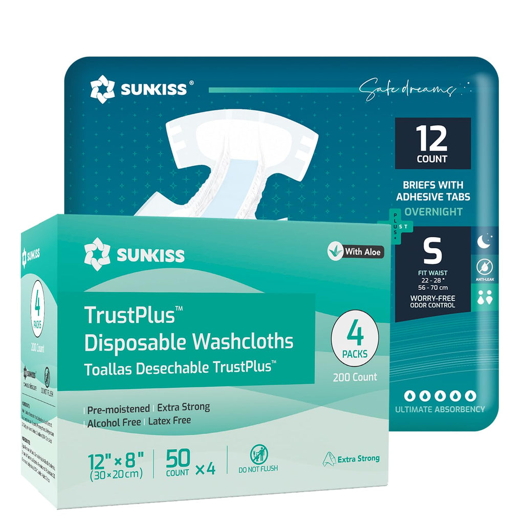 Adult Diapers Small 12 Count & Wet Wipes 200 Count Bundle P1039