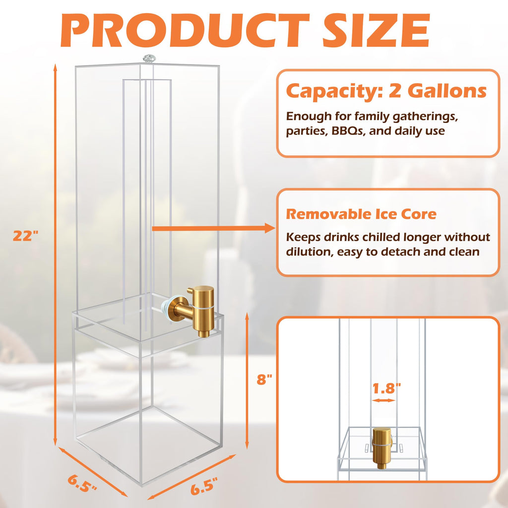 2 Gallon Drink Dispenser with Airtight Valve and Acrylic Stand E315950