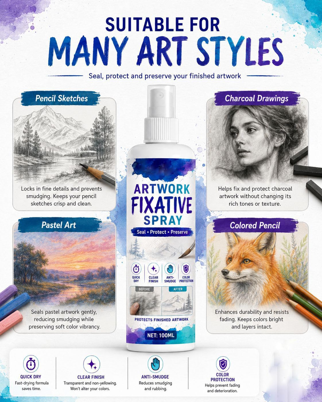 100ml Workable Fixative Spray H5912