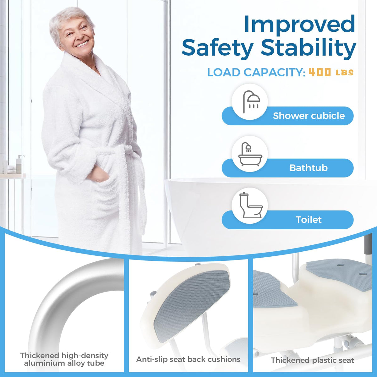 Heavy Duty Shower Chair with Arms and Back W430109