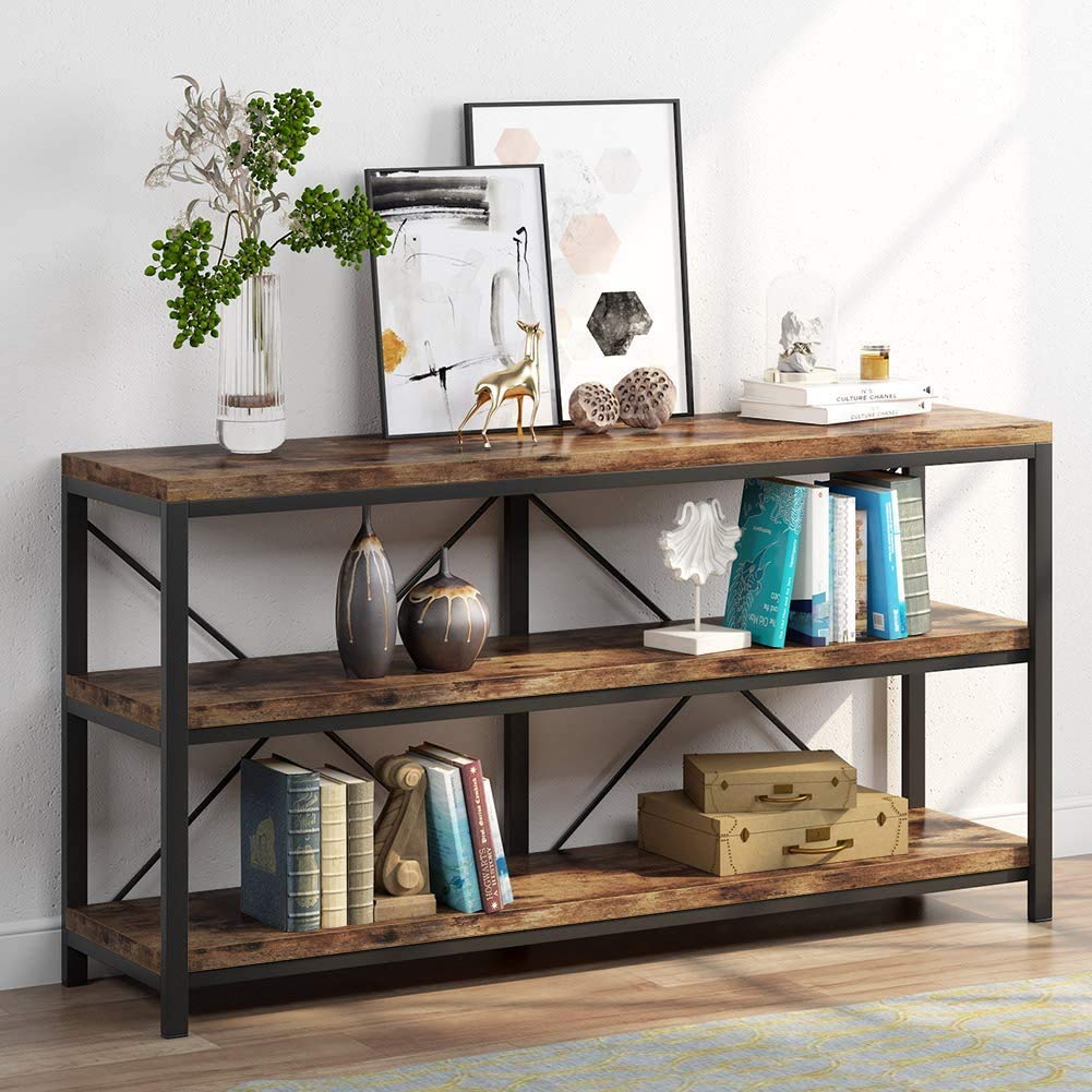 55 Inches 3 Tiers Console Table with Storage Shelves T197005