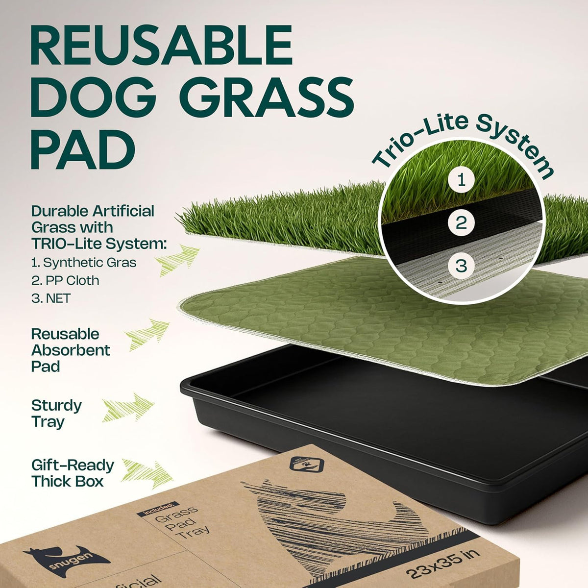 23”x35” Artificial Grass Dog Potty Pad with Tray Z63578