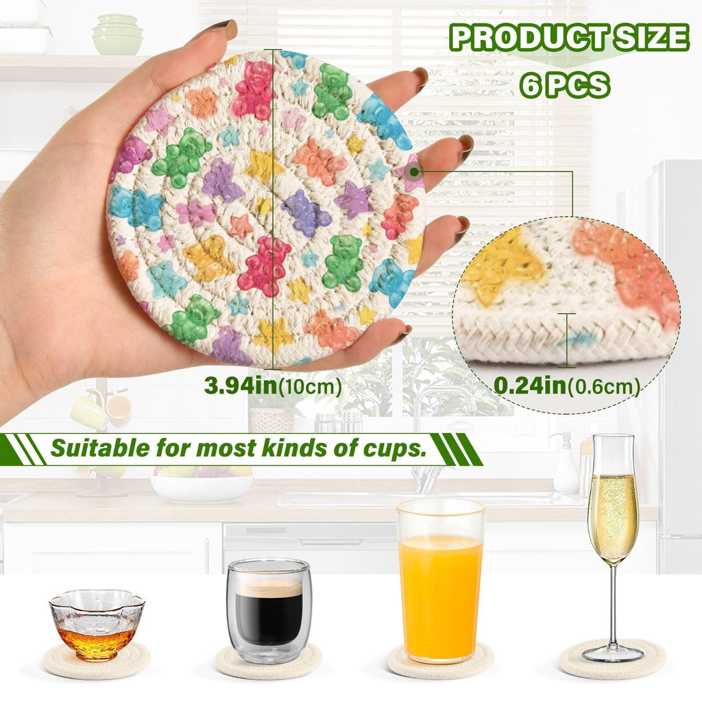 Coasters Set of 6 Colorful Gummy Bears Stars J263041