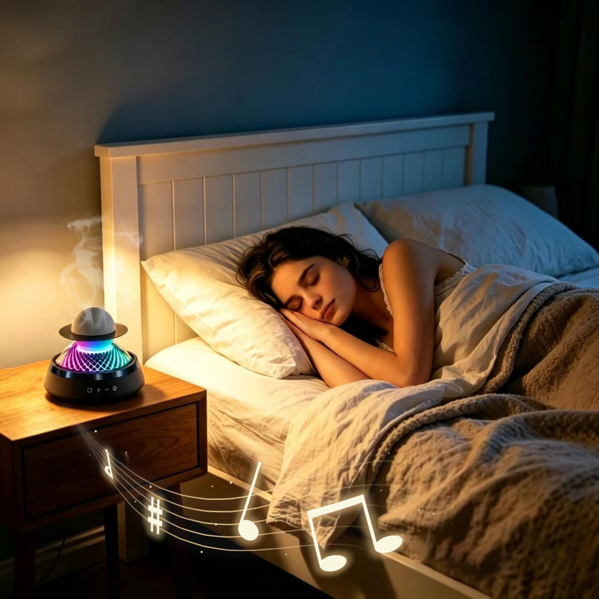 Black Portable Bluetooth Speaker with LED Night Light and Essential Oil Diffuser B689