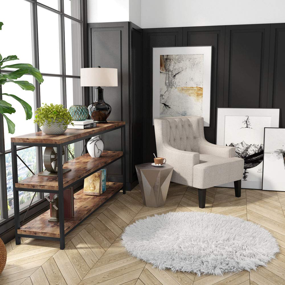 55 Inches 3 Tiers Console Table with Storage Shelves T197005