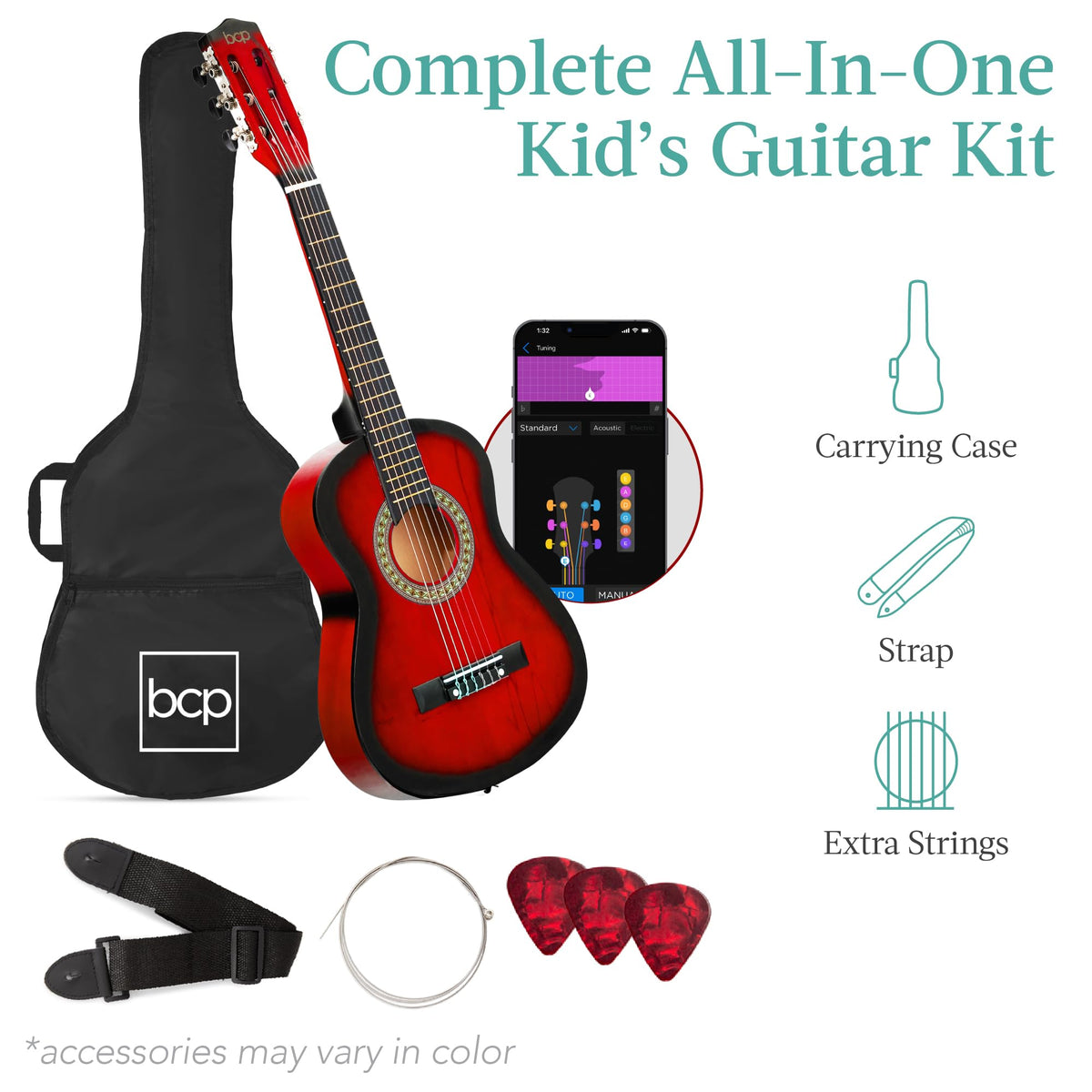 30in Kids Acoustic Guitar Starter Kit with Case Y1037