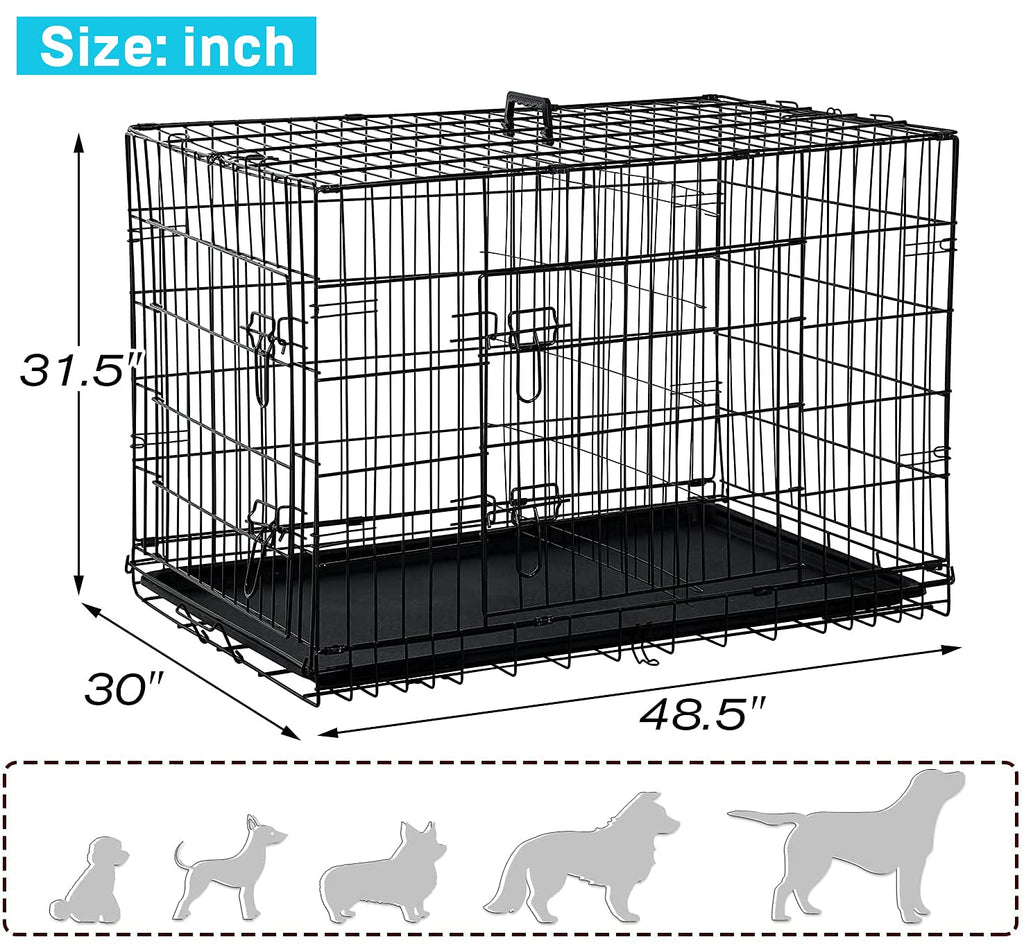 48" Heavy Duty Folding Wire Metal Dog Crate with Divider P874585