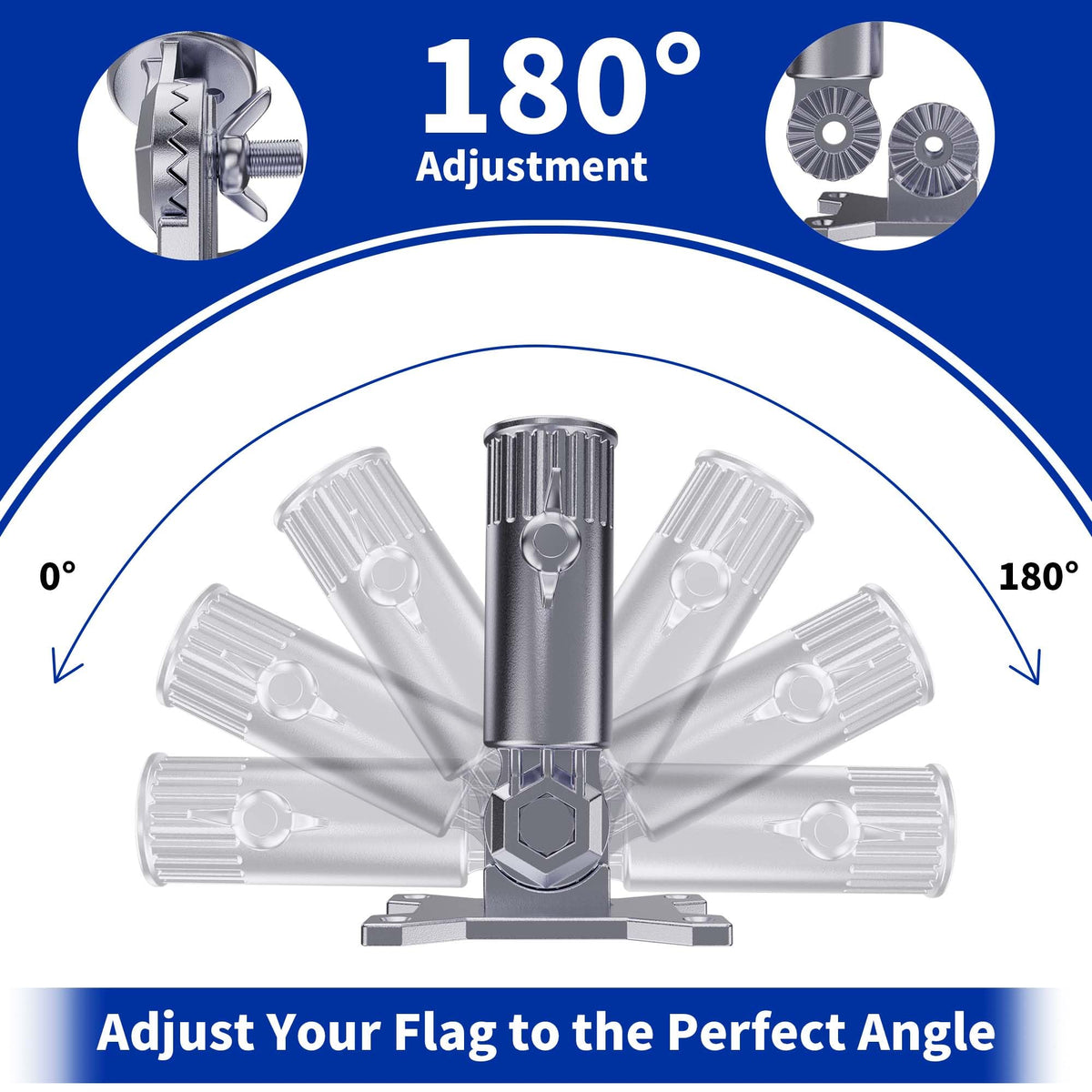 Flag Pole Holder, 316 Stainless Steel, 180° Adjustable J44941