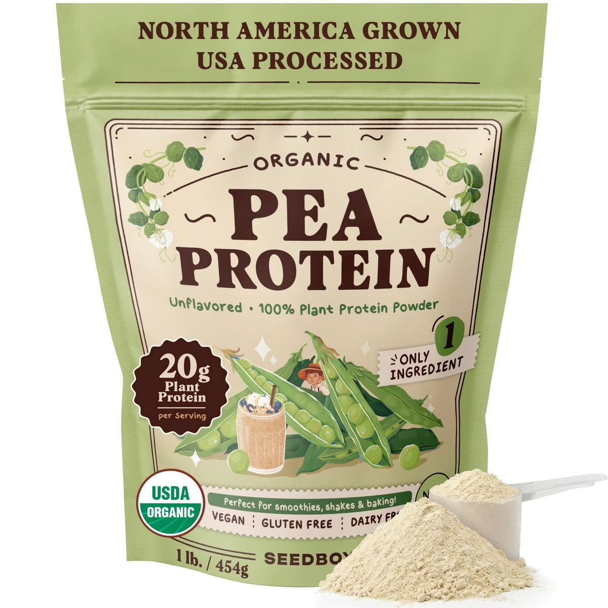 Organic Non-GMO Pea Protein Powder 1 lb Bag W22368