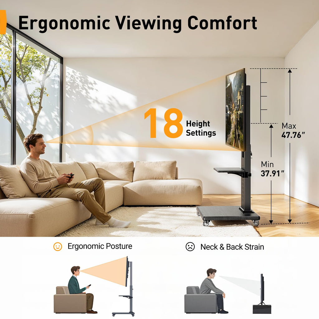 Rolling TV Stand with Pegboard for 32–86 inch TVs E921469