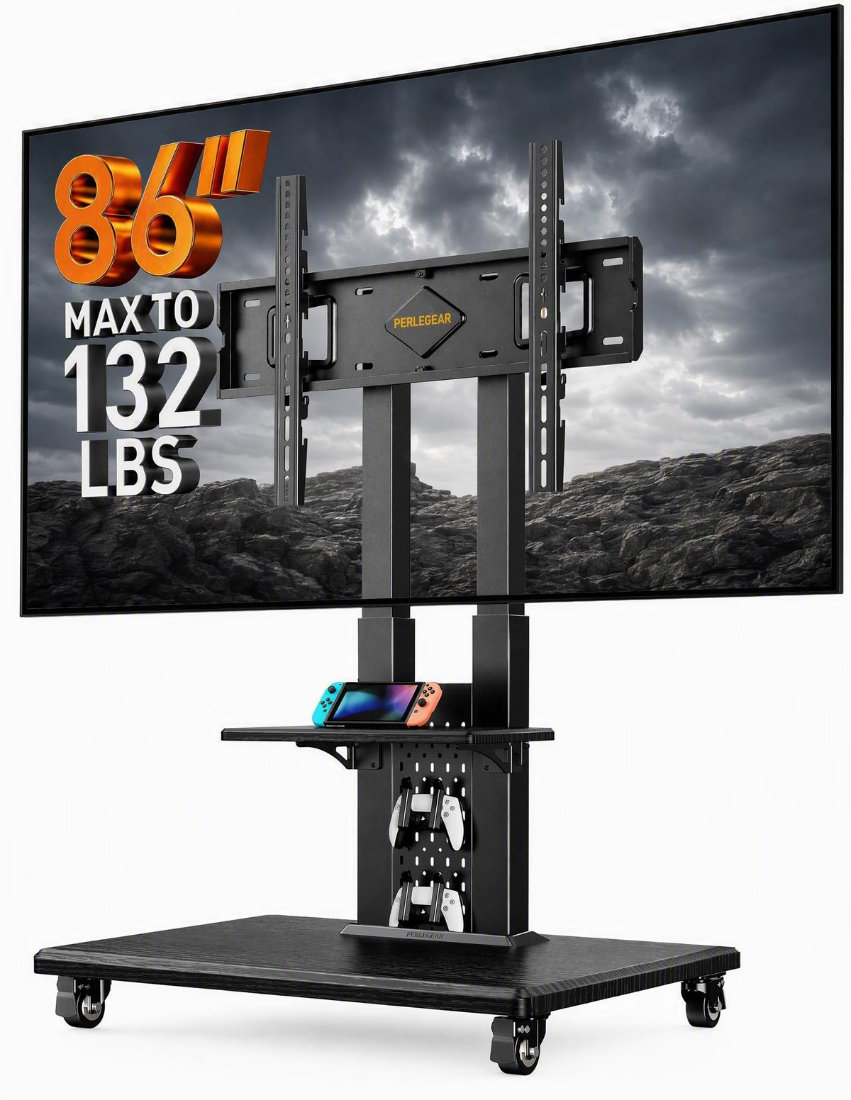 Rolling TV Stand with Pegboard for 32–86 inch TVs E921469