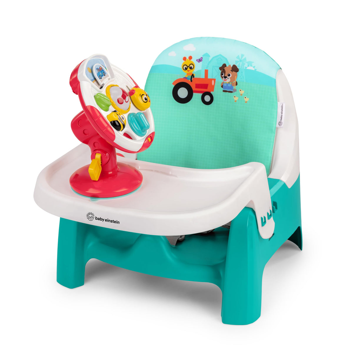 2 in 1 Compact Booster Feeding Seat with Musical Steering Wheel Toy O694571