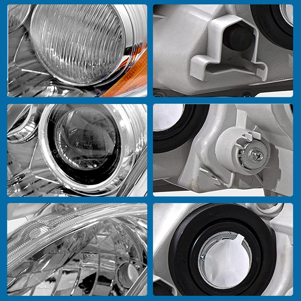 Chrome Housing Amber Reflector Clear Lens Headlights F1563