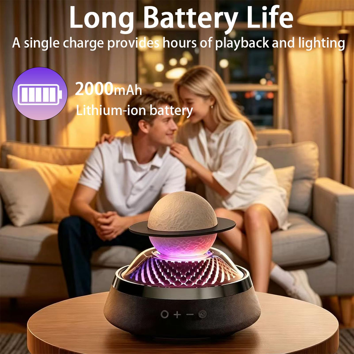 Black Portable Bluetooth Speaker with LED Night Light and Essential Oil Diffuser B689