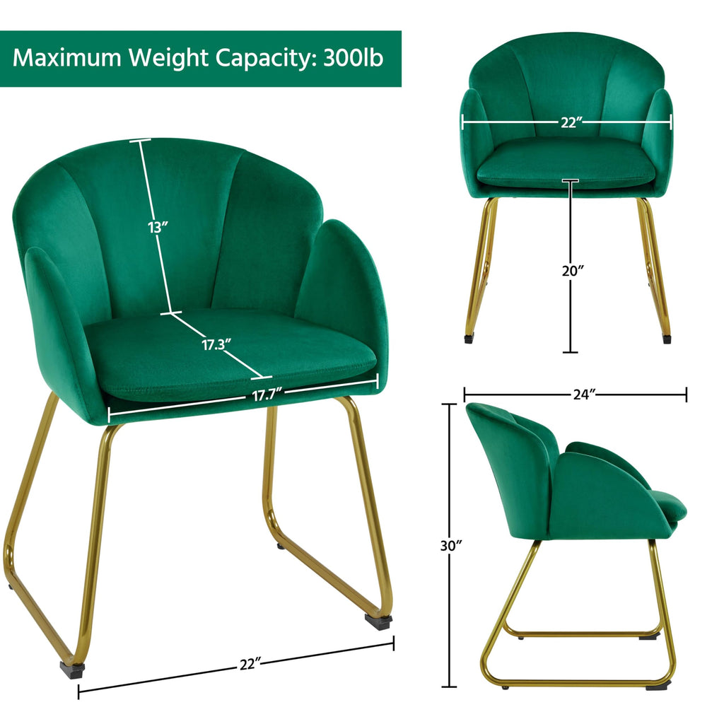 Green Flower Shape Accent Chairs Set of 2 I2938