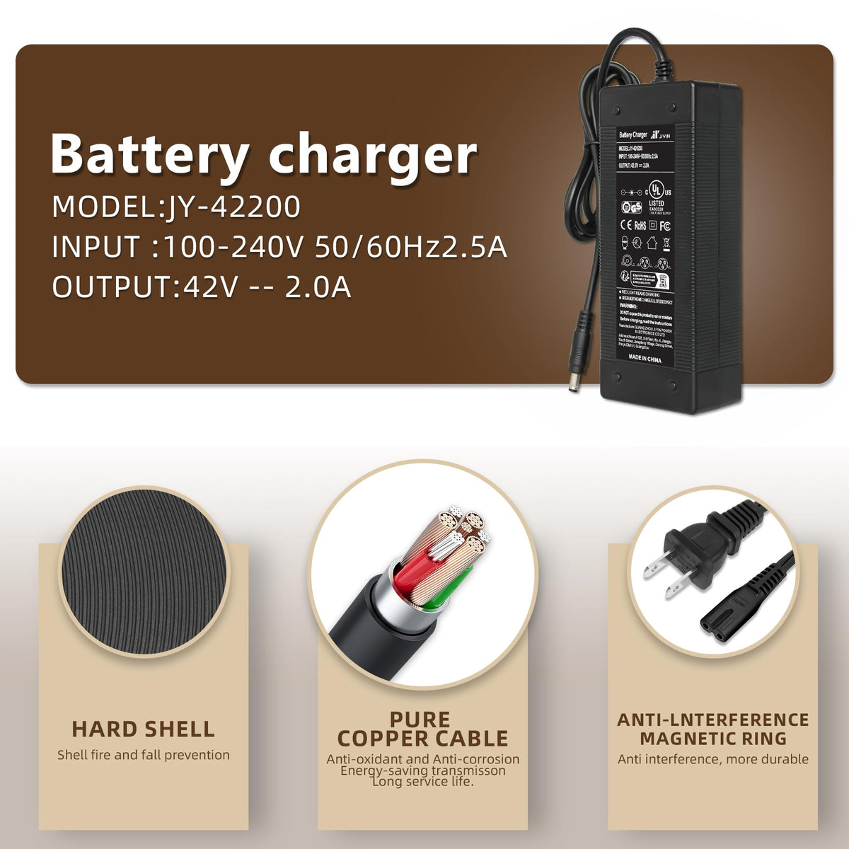36V-42V 2A Electric Scooter Charger D689645