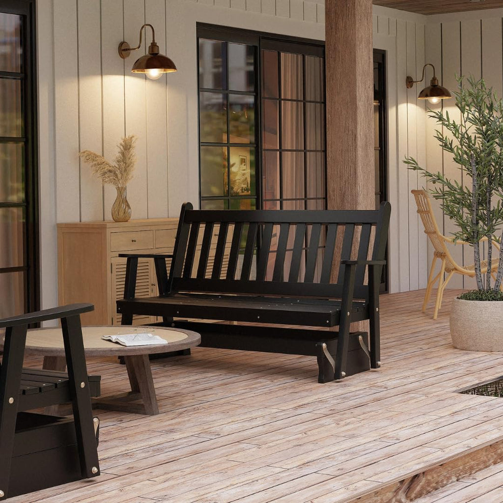 Black 4 Foot Wooden Porch Glider W83046