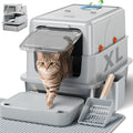 XL Stainless Steel Enclosed Litter Box with Lid U91977