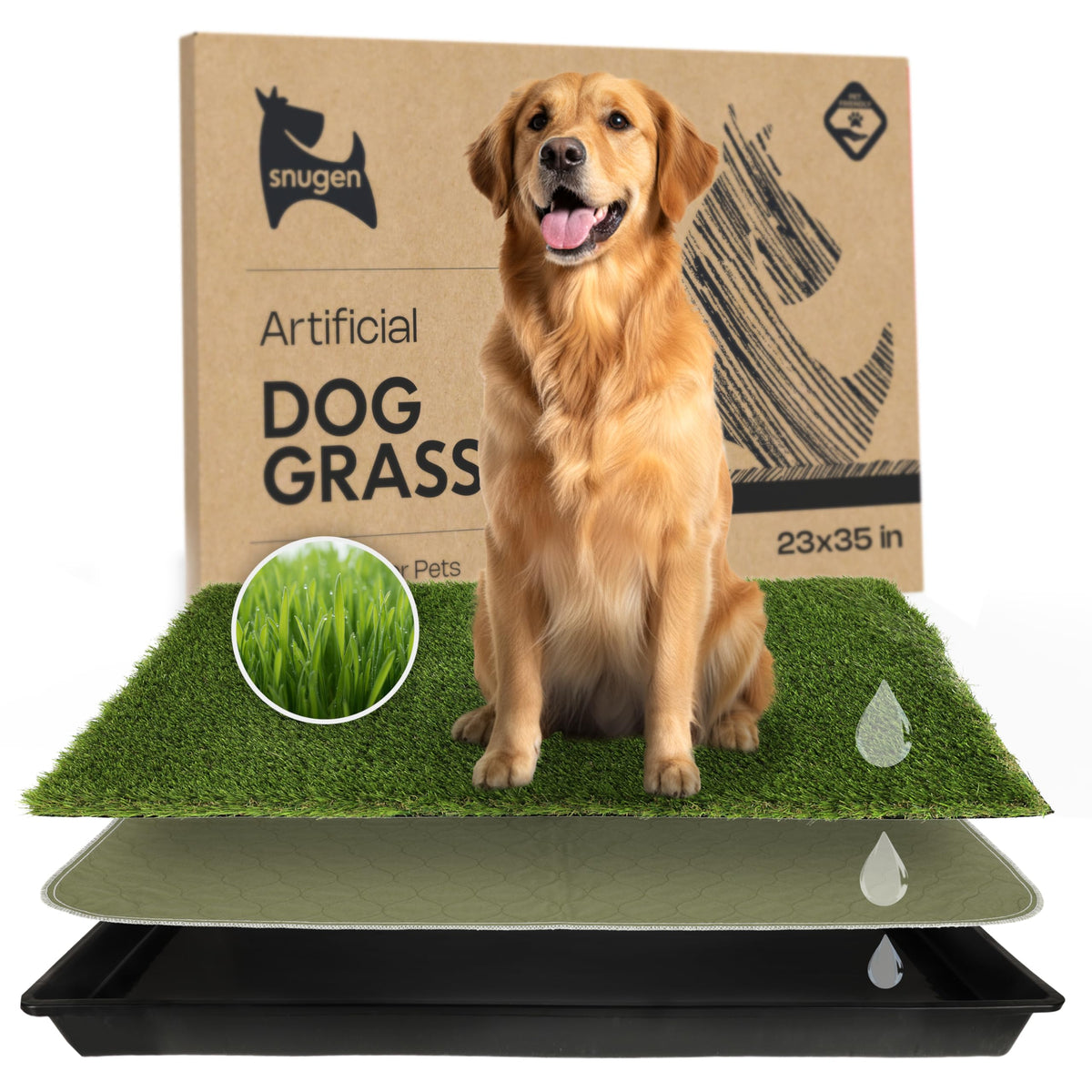 23”x35” Artificial Grass Dog Potty Pad with Tray Z63578