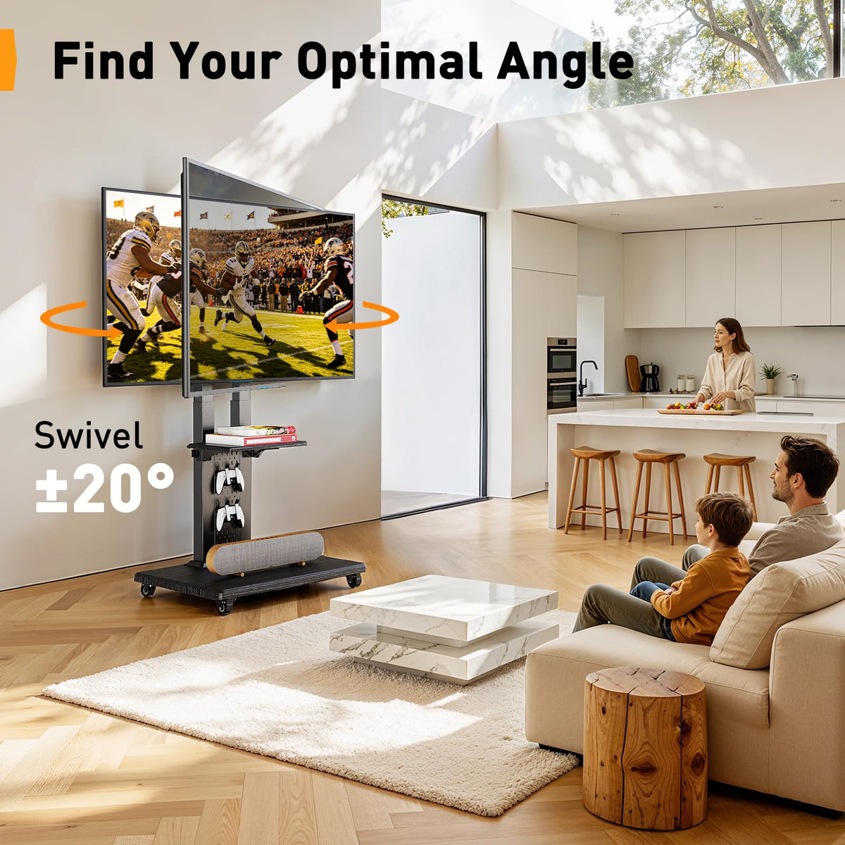 Rolling TV Stand with Pegboard for 32–86 inch TVs E921469