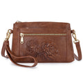 Floral Embossed Vegan Leather Crossbody Bag L526