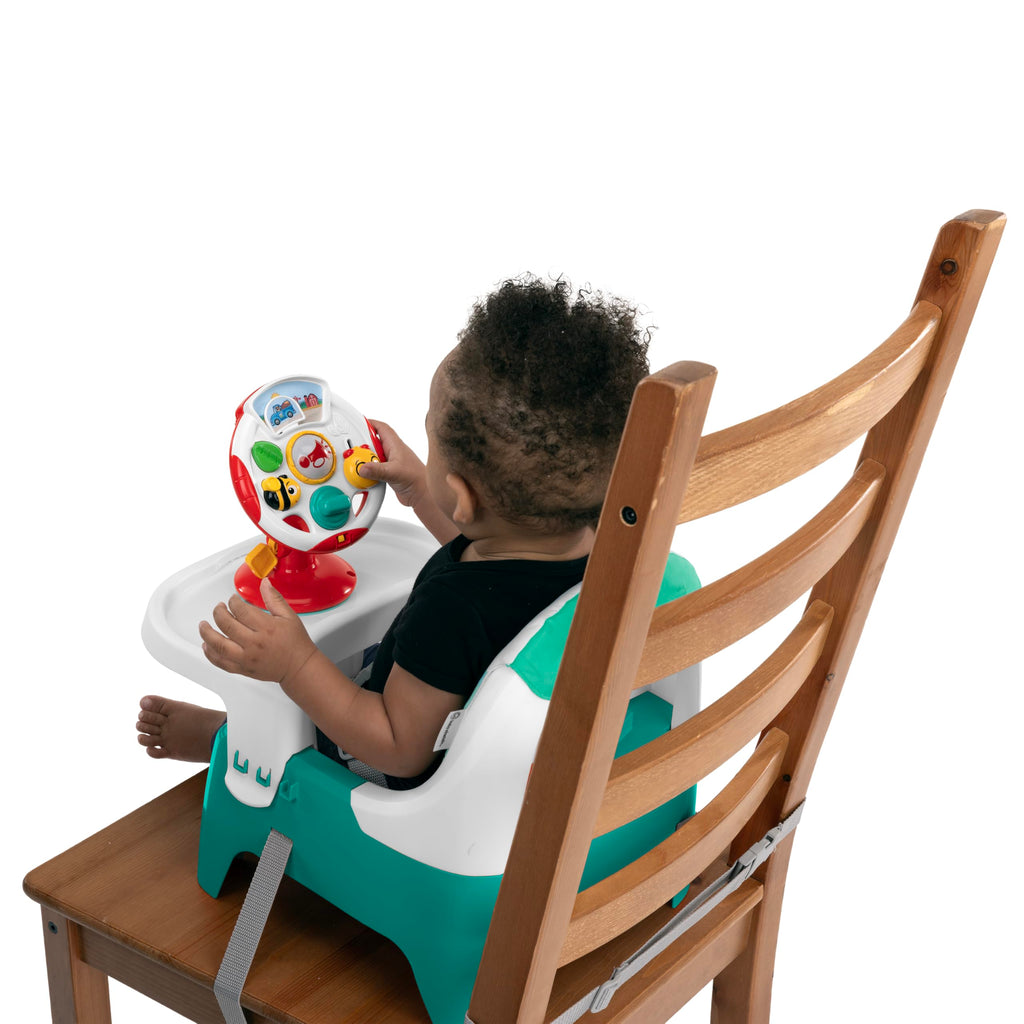 2 in 1 Compact Booster Feeding Seat with Musical Steering Wheel Toy O694571
