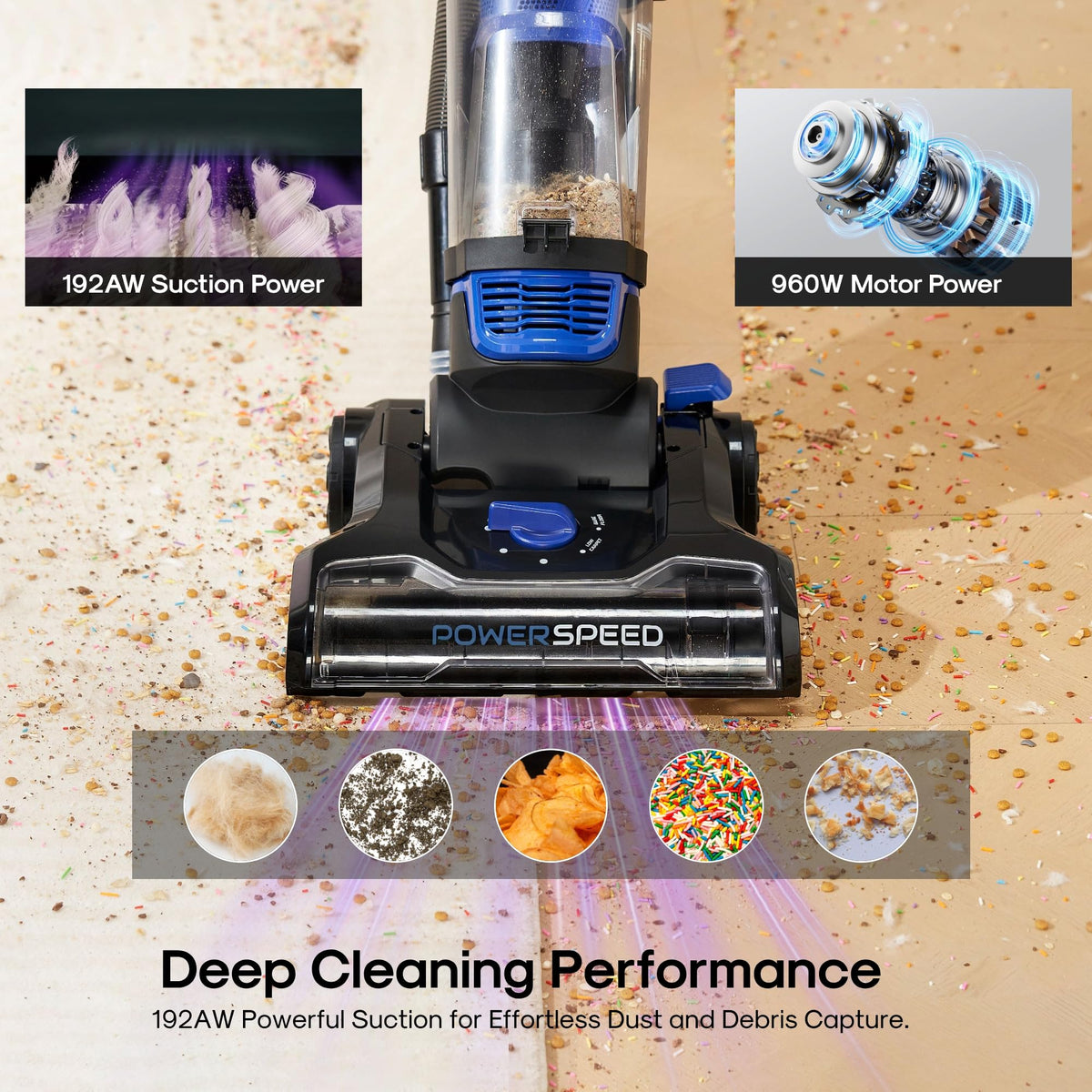 Lightweight Upright Vacuum Cleaner for Carpet and Hard Floor Q441