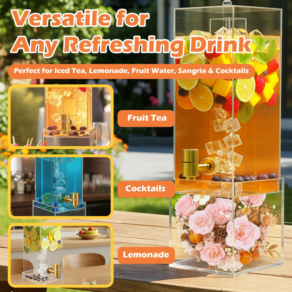 2 Gallon Drink Dispenser with Airtight Valve and Acrylic Stand E315950